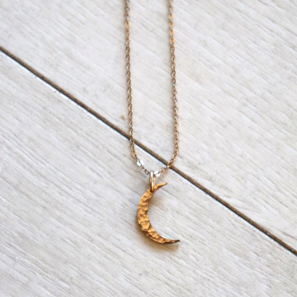 GLDN lunar phase gold necklace in waning crescent